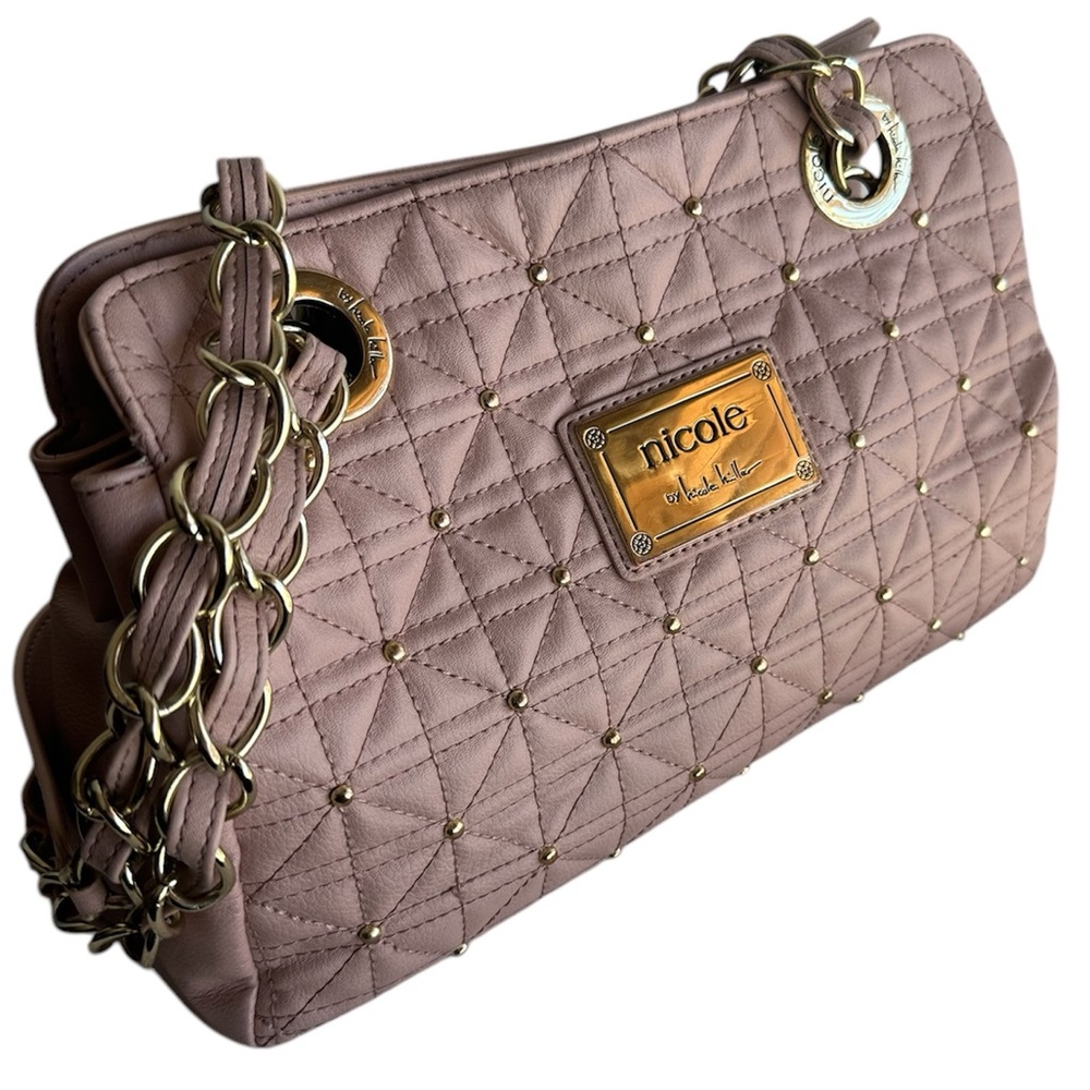 Nicole Miller Quilted Blush Pink Studded Purse/Handbag